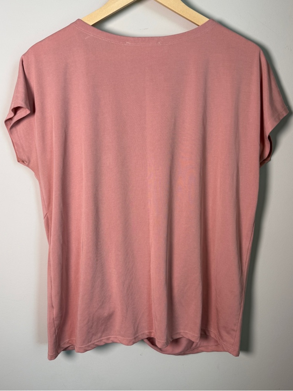 Double Zero Dusty Rose Modal Knot Front Tee Size L Cap Sleeve Soft Casual Top - Picture 3 of 8